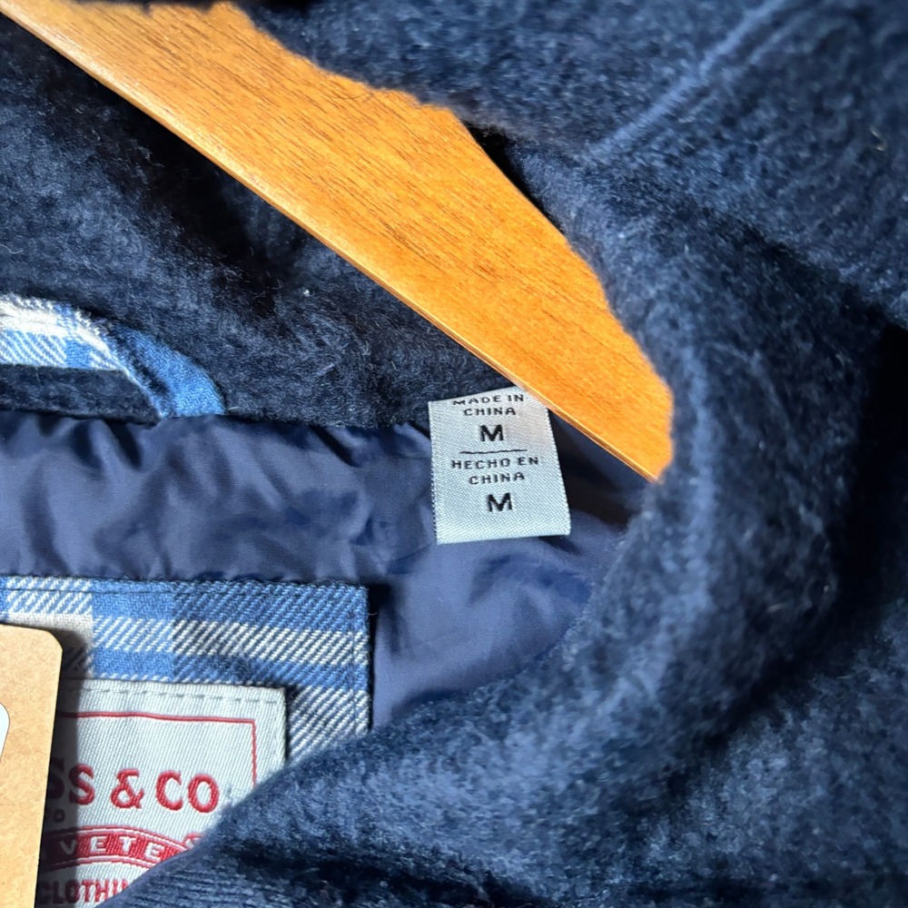 Levis Mens Blue Plaid Quilted Hooded Flannel Shirt Jacket Insulated Size Medium - Picture 8 of 12